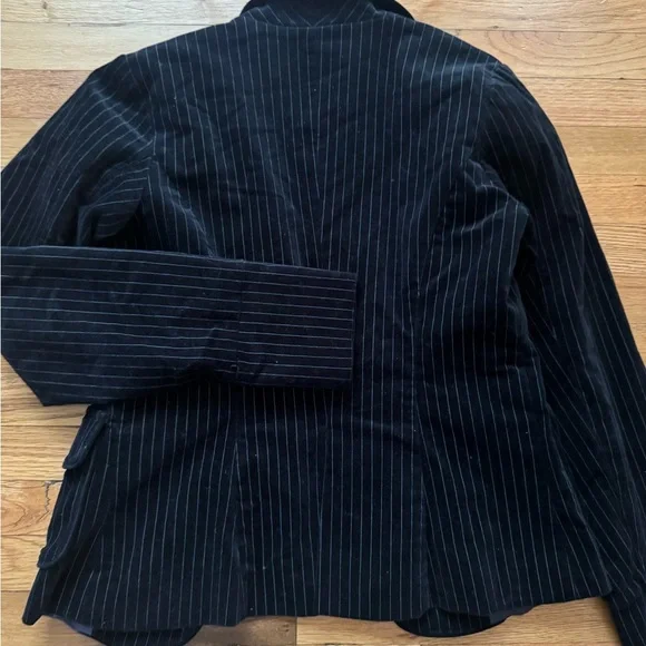 Nick & Mo Vintage Black Pinstripe Blazer Velvet size Small - Picture 7 of 7